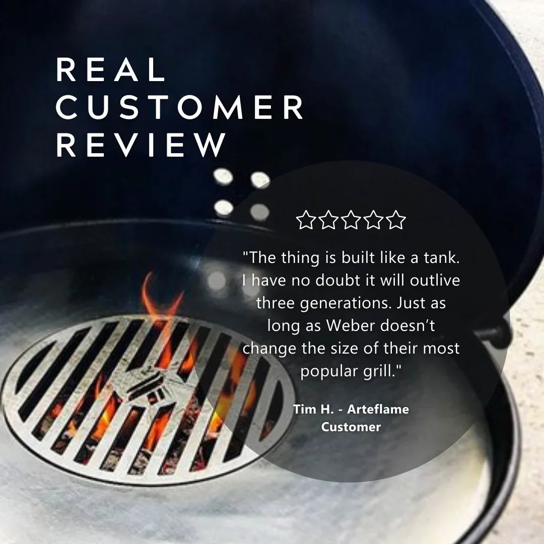 Arteflame Two-Piece Flat-Top Insert — Fits Weber Kettle Charcoal Grills (Griddle Ring + Center Grill Grate) - Green Vista Living