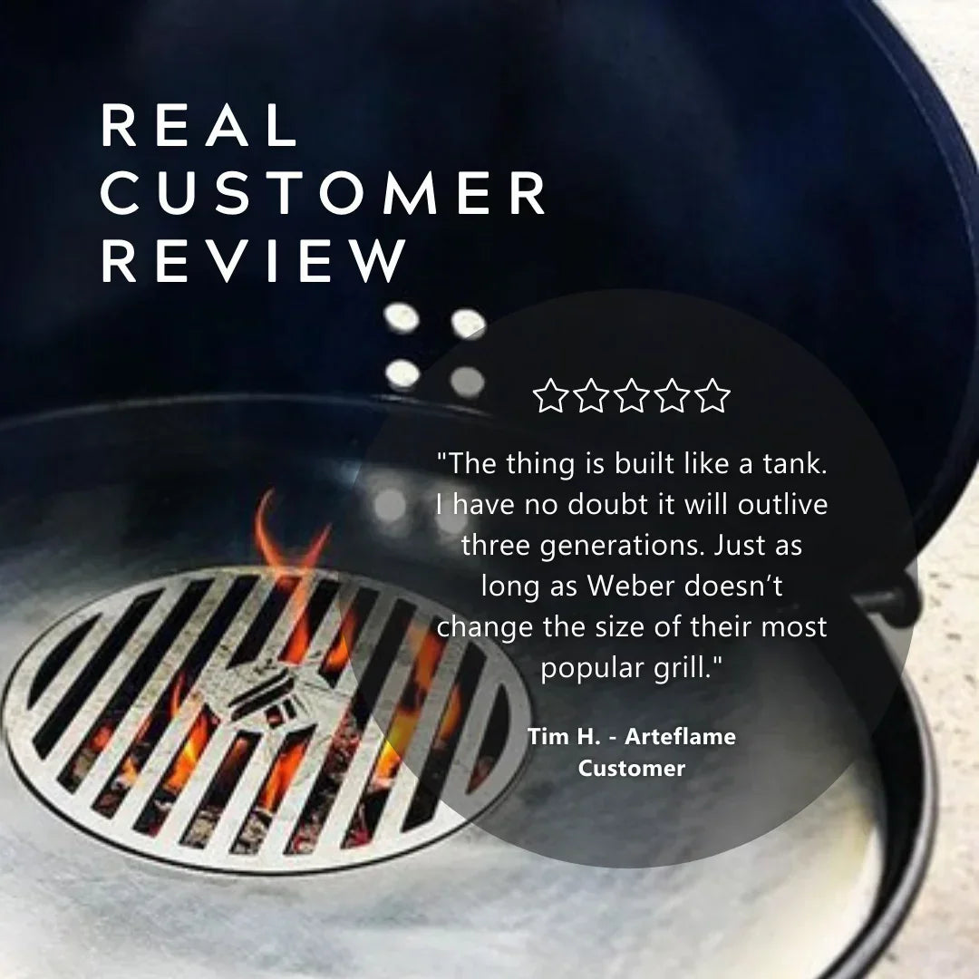 Arteflame Two-Piece Flat-Top Insert — Fits Weber Kettle Charcoal Grills (Griddle Ring + Center Grill Grate) - Green Vista Living