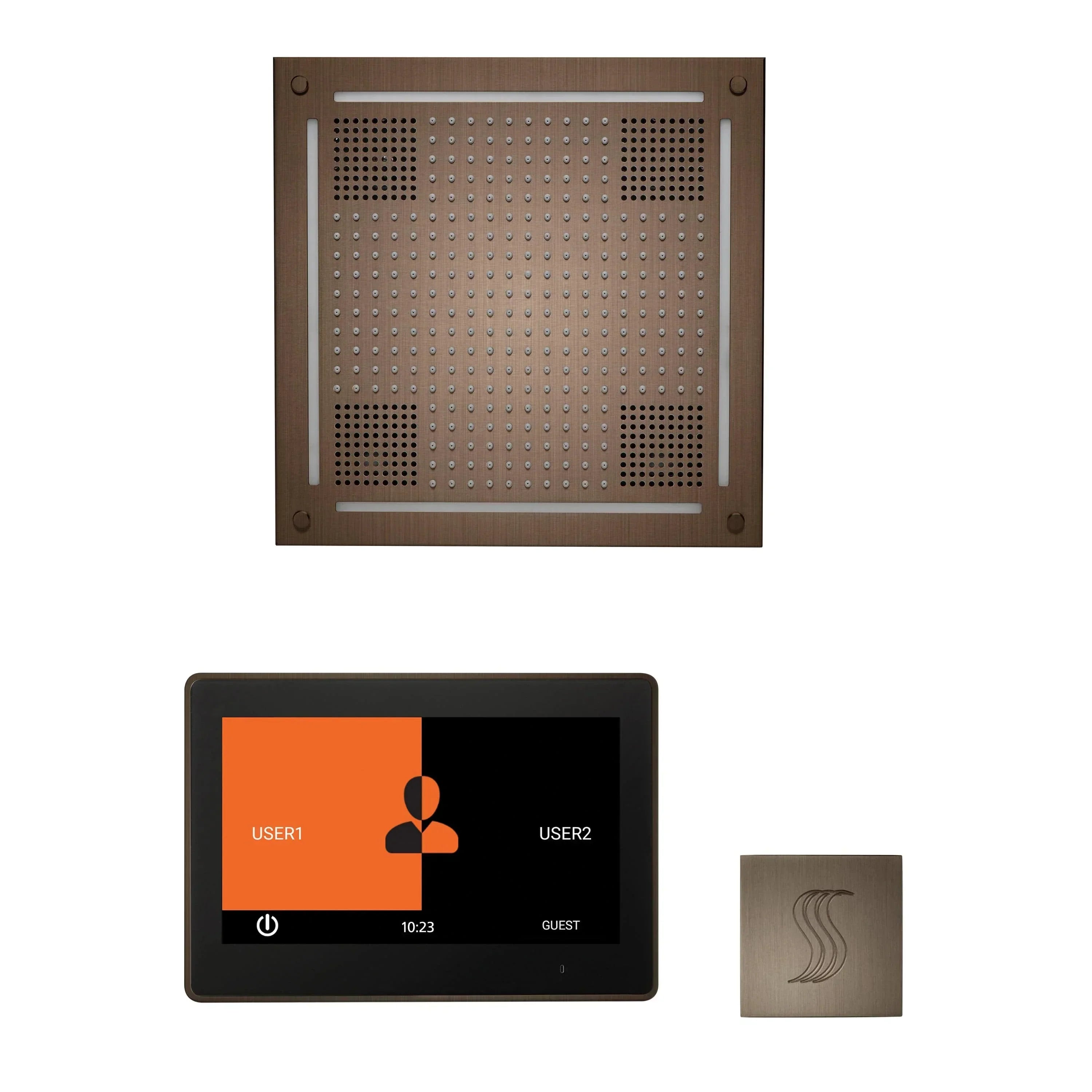 ThermaSol Wellness Steam Package with 10" ThermaTouch Control, HydroVive 18 Rainhead, SteamVection Square - Green Vista Living