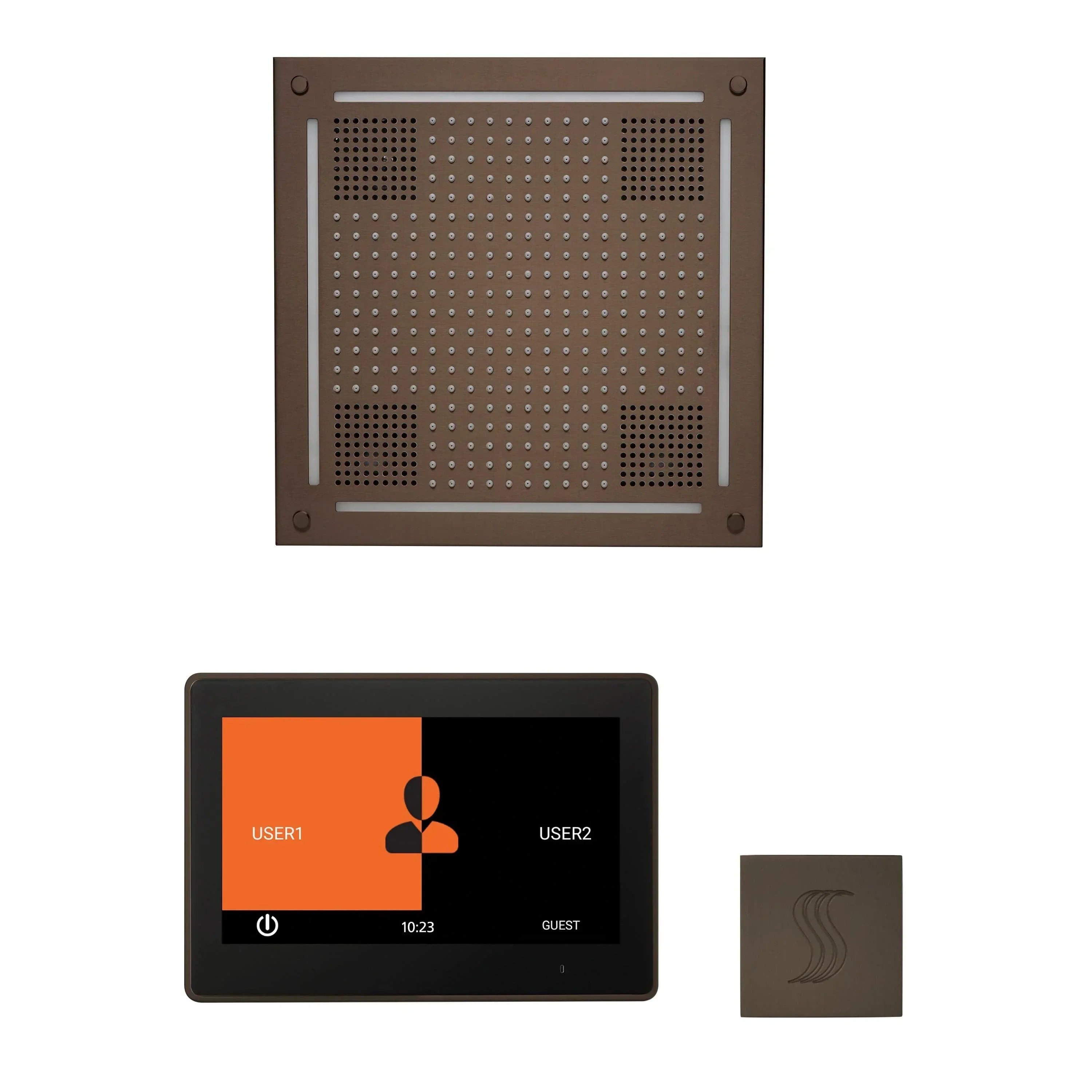 ThermaSol Wellness Steam Package with 10" ThermaTouch Control, HydroVive 18 Rainhead, SteamVection Square - Green Vista Living