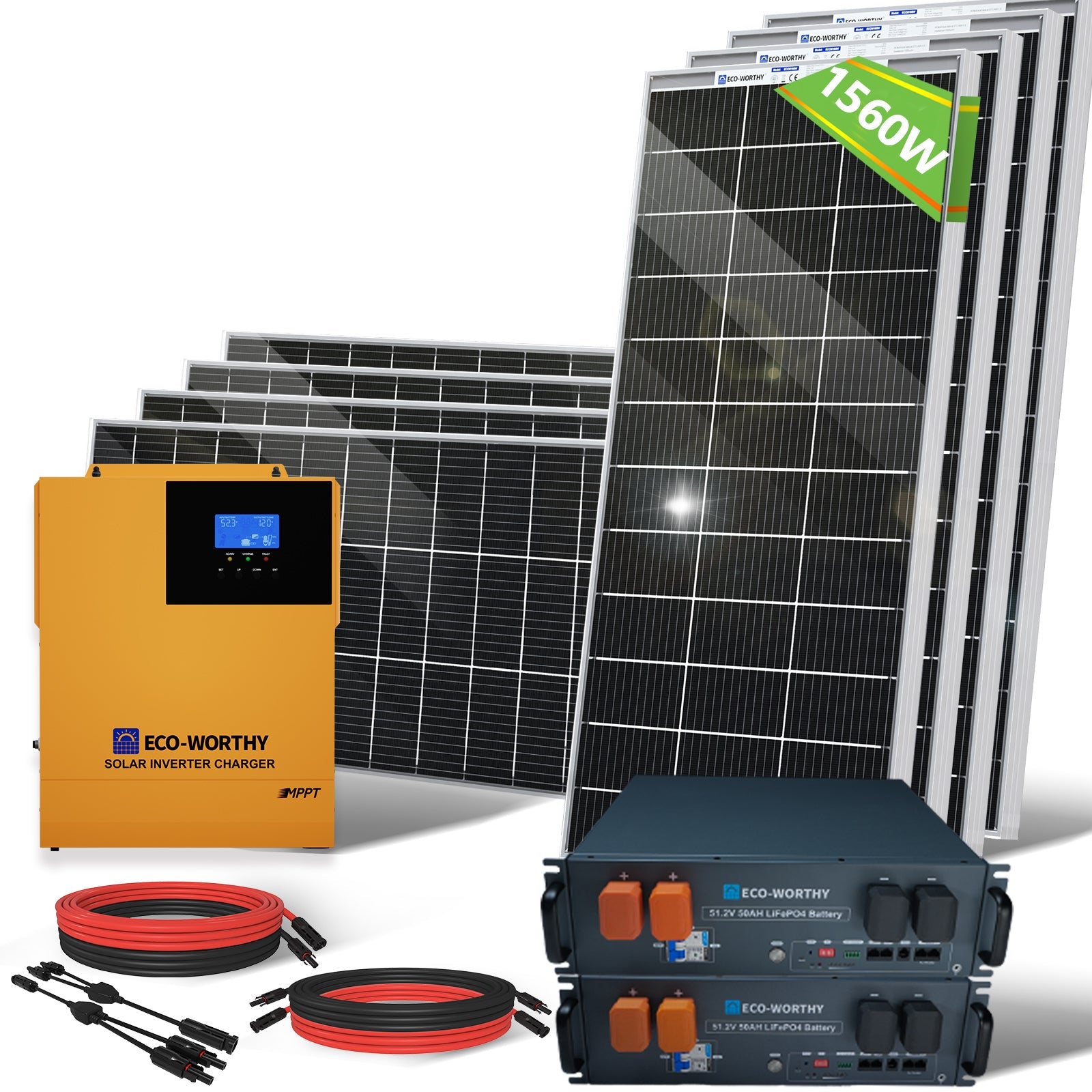 ECO-WORTHY 1560W 48V (8x195W) Complete Off Grid Solar Kit Eco-Worthy