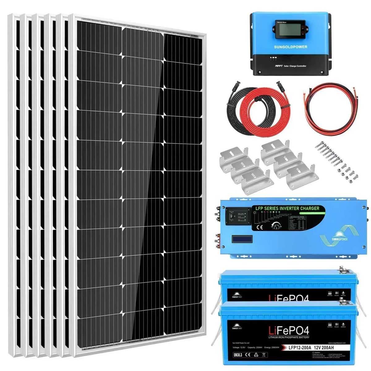Off Grid Solar Kit 3000W Inverter 12VDC 120V Output Battery 600 watt Solar Back Up SGK-PRO3 - Green Vista Living