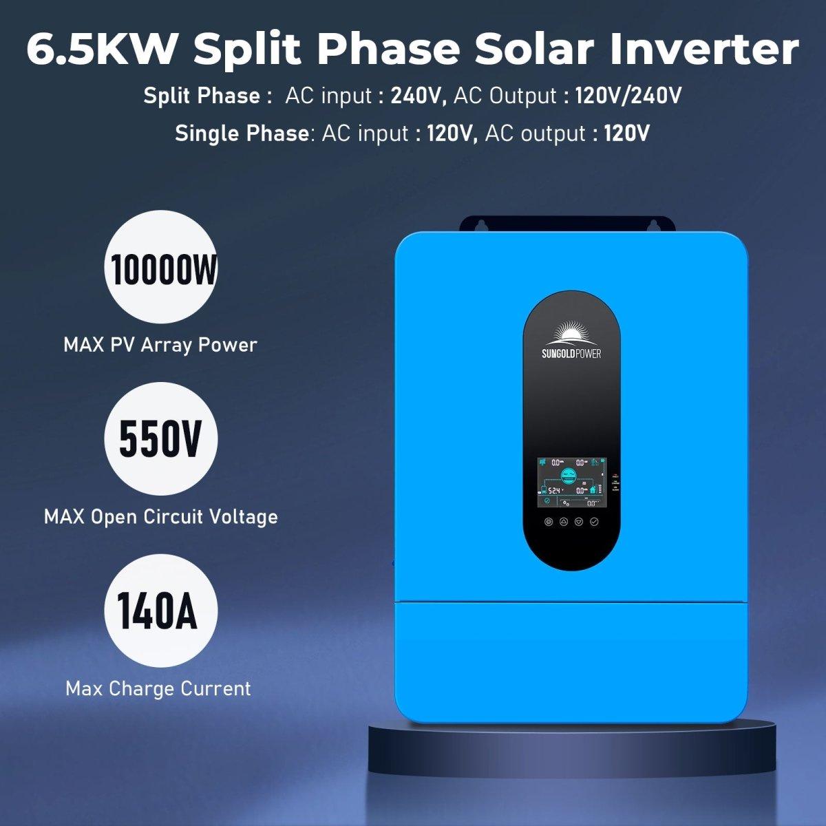 Off-Grid Solar Kit 6500W 48VDC 120/240VAC LifePo4 10.24KWH Lithium Battery 8 X 415W Solar Panels SGR-6510E - Green Vista Living