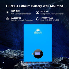 Off-Grid Solar Kit 5000W 48VDC 120V 10.24KWH PowerWall Lithium Battery 6 X 370 Watts Solar Panels SGM-5K10M - Green Vista Living