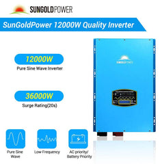 Sungold Power OFF-GRID SOLAR KIT 12000W 48VDC 120V/240V LIFEPO4 20.48KWH lithium battery 12 x 415 watts solar panels