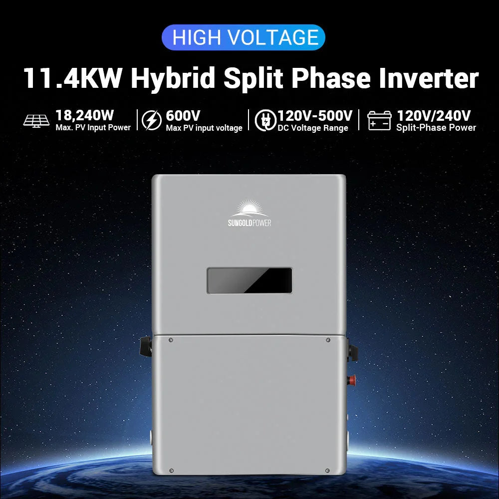 Sungold Power High Voltage 11.4KW Hybrid Split Phase Inverter with APS Transmitter SG11.4KHB-HV - Green Vista Living