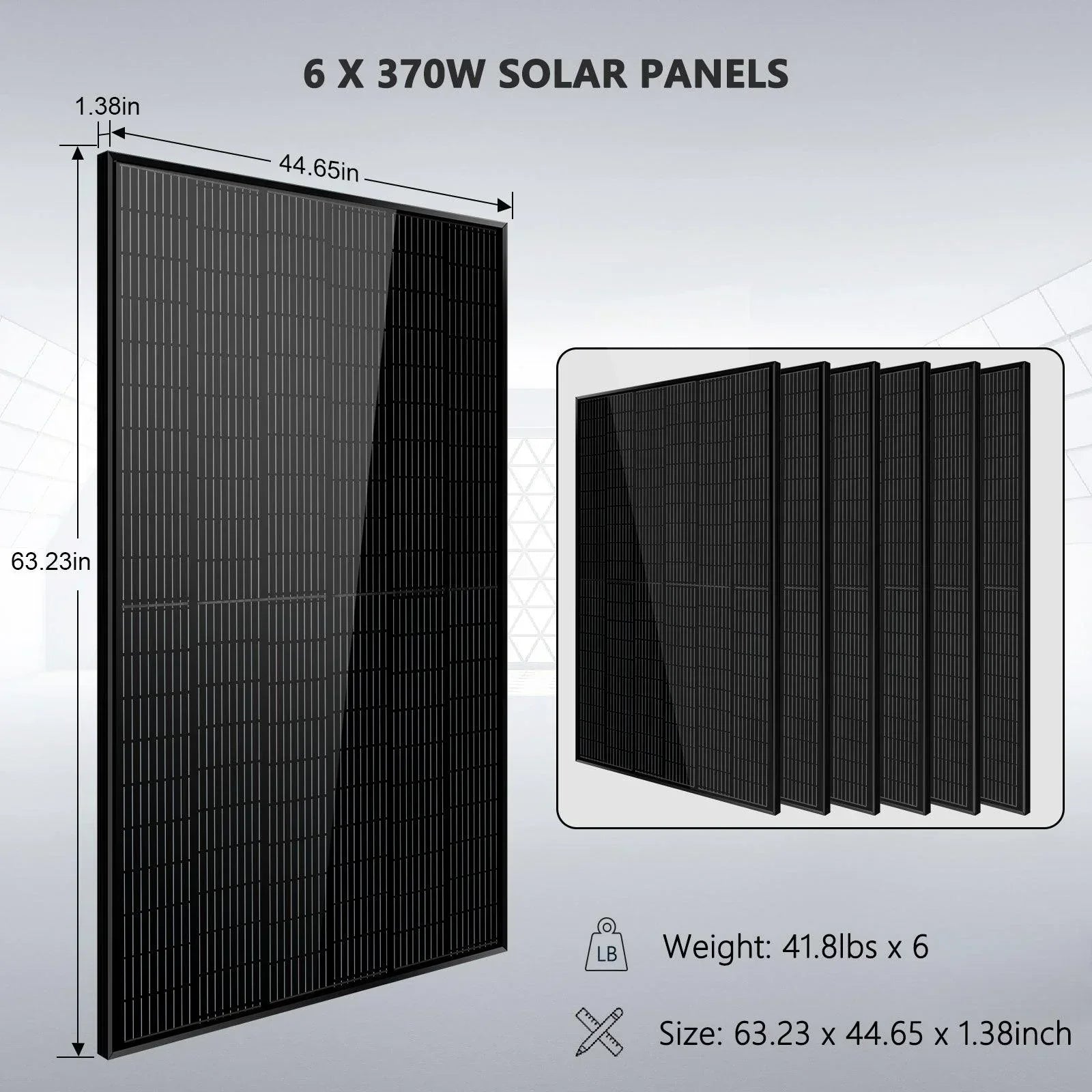 Off-Grid Solar Kit 5000W 48VDC 120V 10.24KWH PowerWall Lithium Battery 6 X 370 Watts Solar Panels SGM-5K10M - Green Vista Living