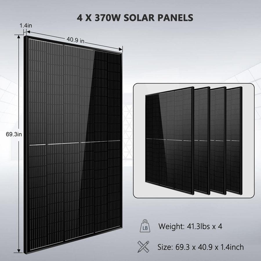 Sungold Power Off-Grid Solar Kit 6500W 48VDC 120VAC 5.12KWH PowerWall Lithium Battery 4 X 370 Watts Solar Panels