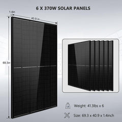 Off-Grid Solar Kit 6500W 48VDC 120/240VAC 10.24KWH PowerWall Lithium Battery 6 X 370 Watts Solar Panels SGM-6510M - Green Vista Living
