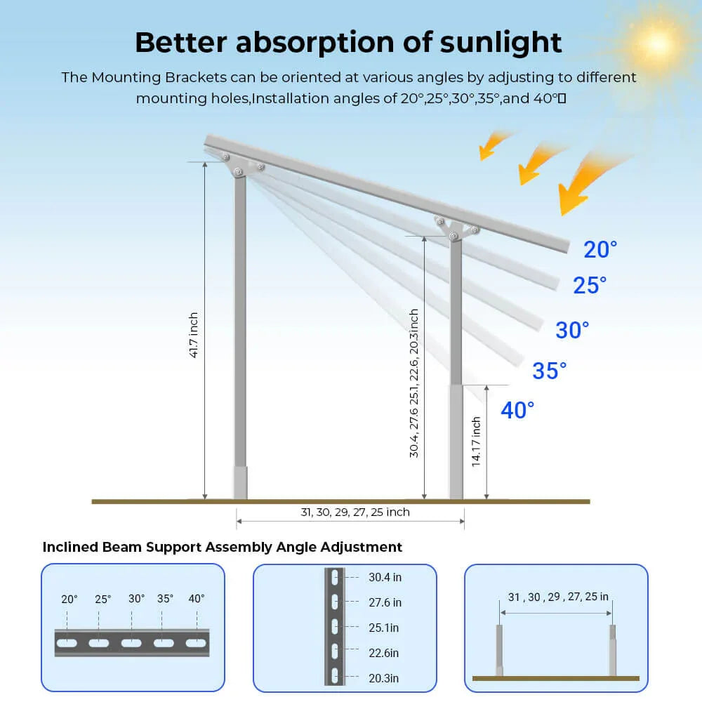 Sungold Power Modular & Expandable Ground Mount Brackets for 2× 400W–590W Solar Panels - Green Vista Living