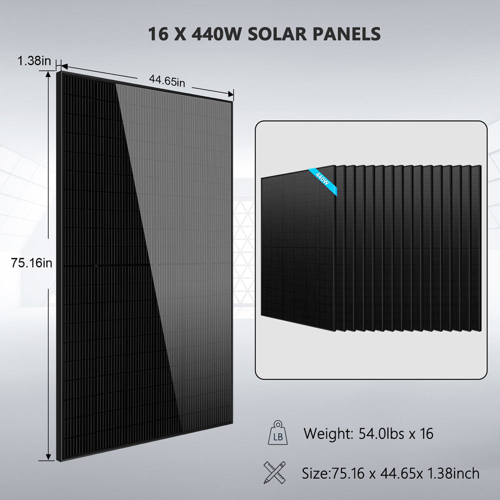 Hybrid Solar Kit 11.4KW 48V Split Phase 20.48KWH Lithium Battery 16 X 450 Watt Solar Panel SGH-11N2E