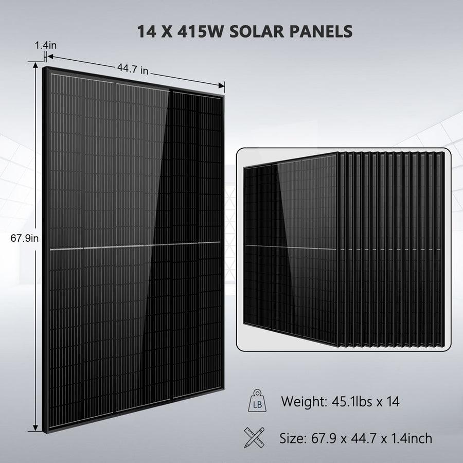 Sungold Power Off-Grid Solar Kit 13000W 48VDC120V/240V LifePo4 20.48KWH Lithium Battery 14 X 415 Watts Solar Panels