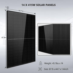 Sungold Power Off-Grid Solar Kit 13000W 48VDC120V/240V LifePo4 20.48KWH Lithium Battery 14 X 415 Watts Solar Panels