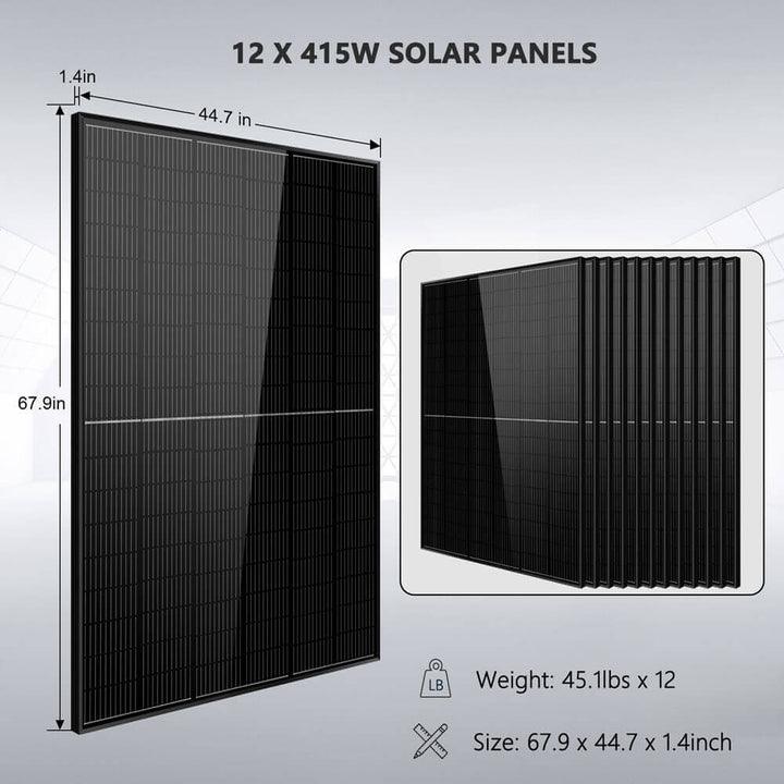 Sungold Power OFF GRID SOLAR KIT 10000W 48VDC 120VAC/240V 20.48KWH powerwall lithium battery 12 x 415 watts solar panels