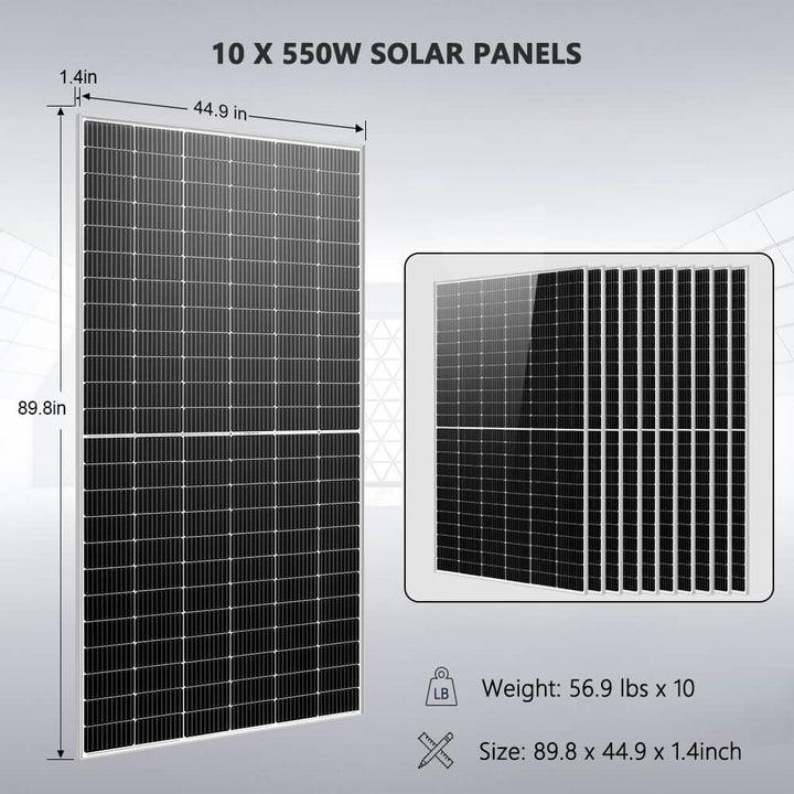 Sungold Power OFF GRID SOLAR KIT 10 X 550 WATTS SOLAR PANELS 4 X 5.12KWH powerwall lithium battery 10kw solar inverter 48VDC 120V/240V