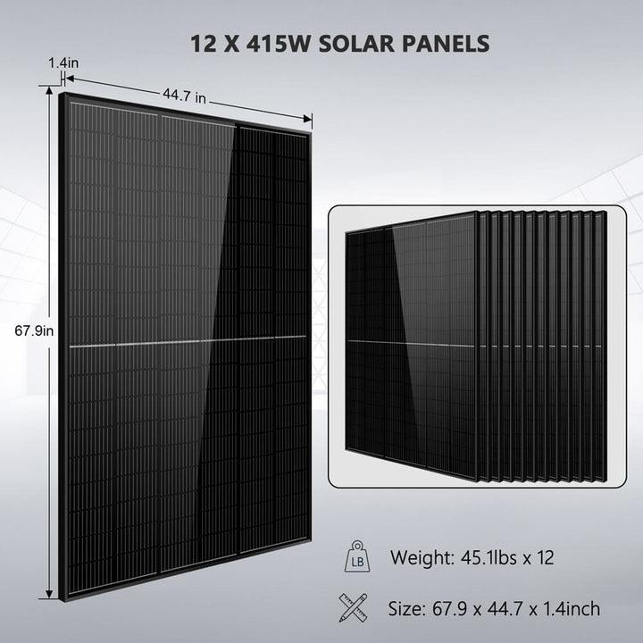 Sungold Power OFF-GRID SOLAR KIT 12000W 48VDC 120V/240V LIFEPO4 20.48KWH lithium battery 12 x 415 watts solar panels