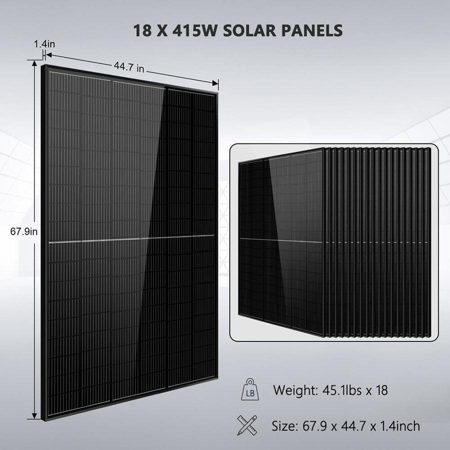 Sungold Power Off-Grid Solar Kit 18000W 48VDC120V/240V LifePo4 20.48KWH Lithium Battery 18 X 415 Watts Solar Panels