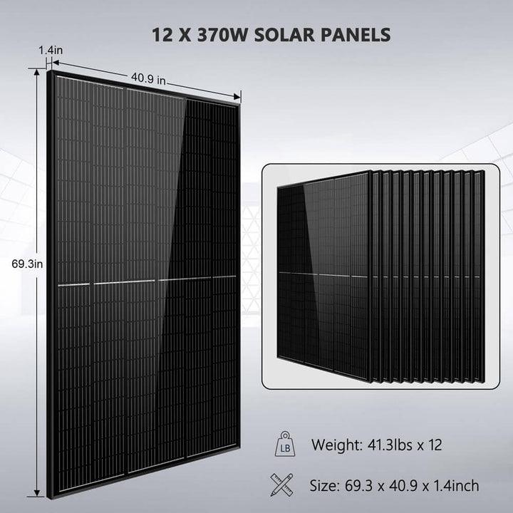 Sungold Power OFF-GRID SOLAR KIT 13000W 48VDC 120VAC/240V 20.48KWH powerwall lithium battery 12 x 370 watts solar panels