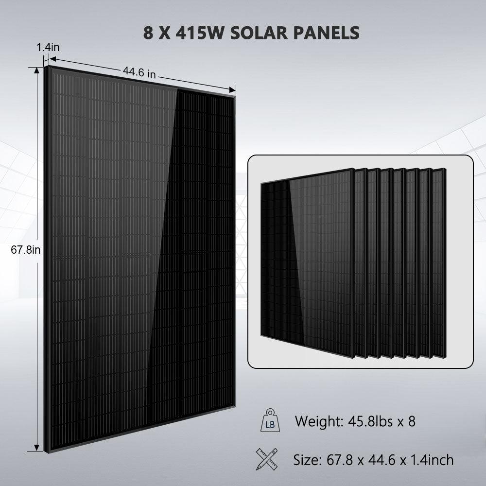 Off-Grid Solar Kit 6500W 48VDC 120/240VAC LifePo4 10.24KWH Lithium Battery 8 X 415W Solar Panels SGR-6510E - Green Vista Living