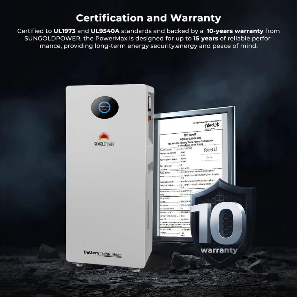 Sungold Power PowerMax 51.2V 314AH Outdoor Energy Storage Battery UL1973 & UL9540A CEC Listed - Green Vista Living