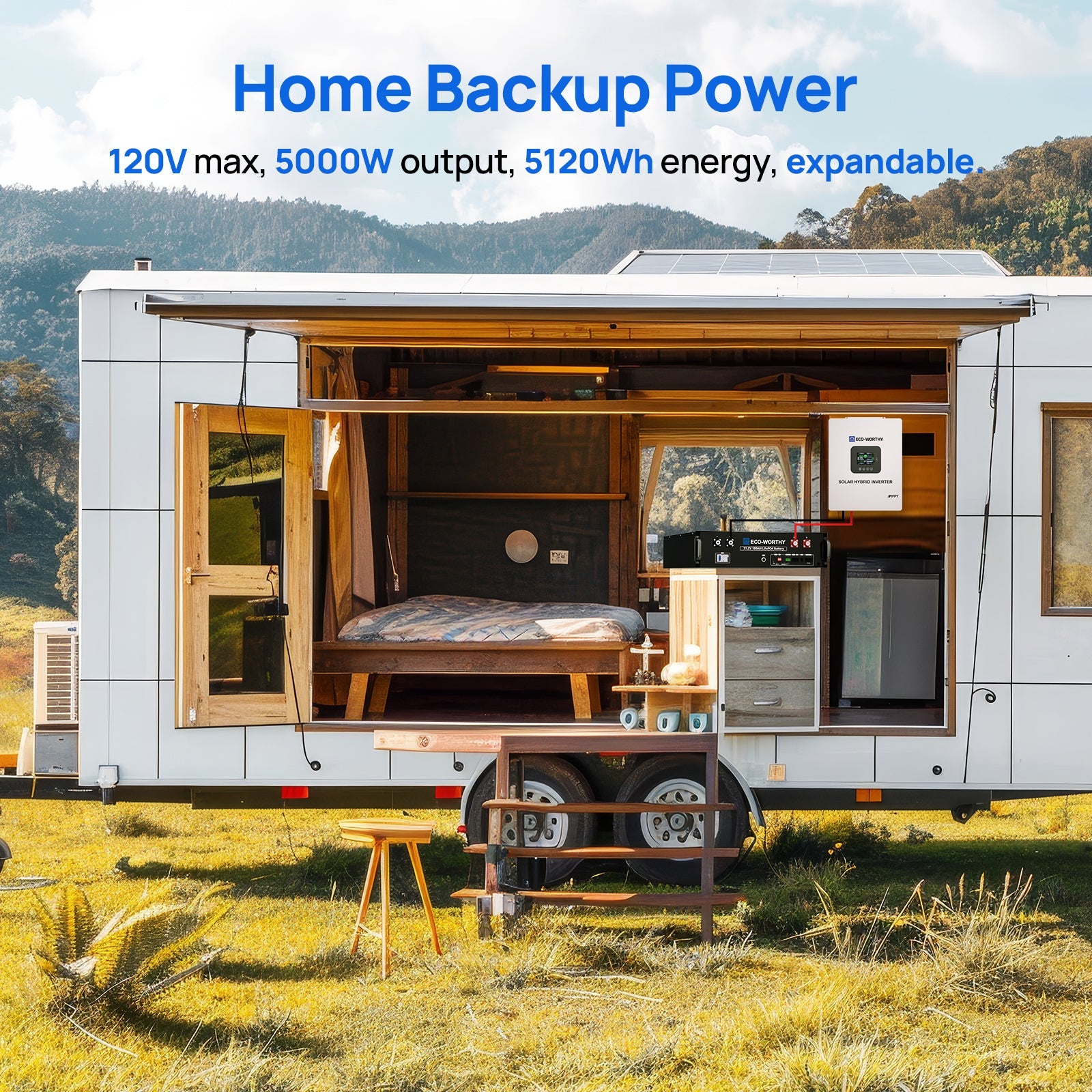 ECO-WORTHY 20.48KWh/30.72KWh Home Backup Power With 48V 100Ah LiFePO4 And 10000W 48V Off-Grid Inverter Eco-Worthy