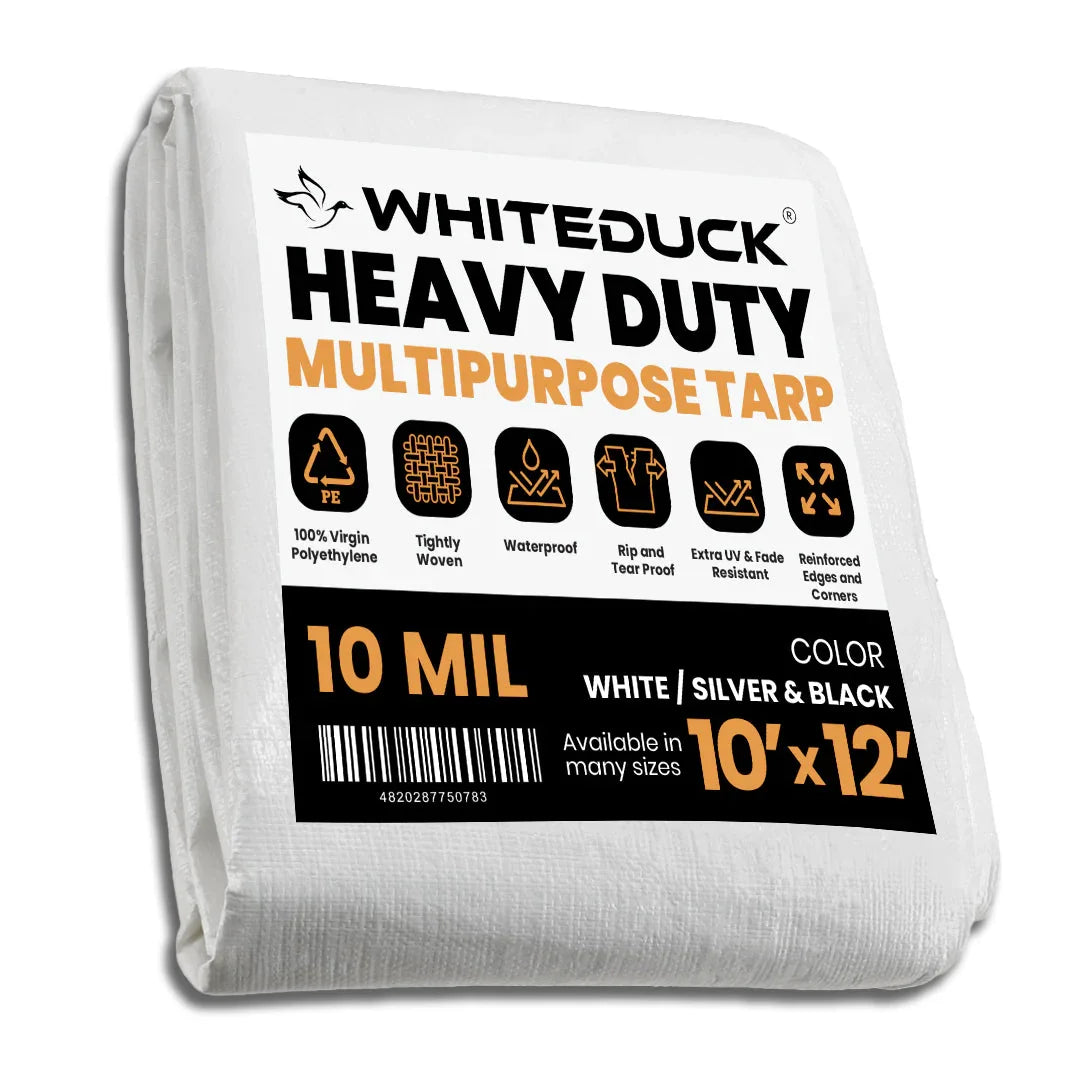 16’ x 20’ Heavy Duty Poly Tarp 10 mil, 6 oz - Black & Silver - Green Vista Living