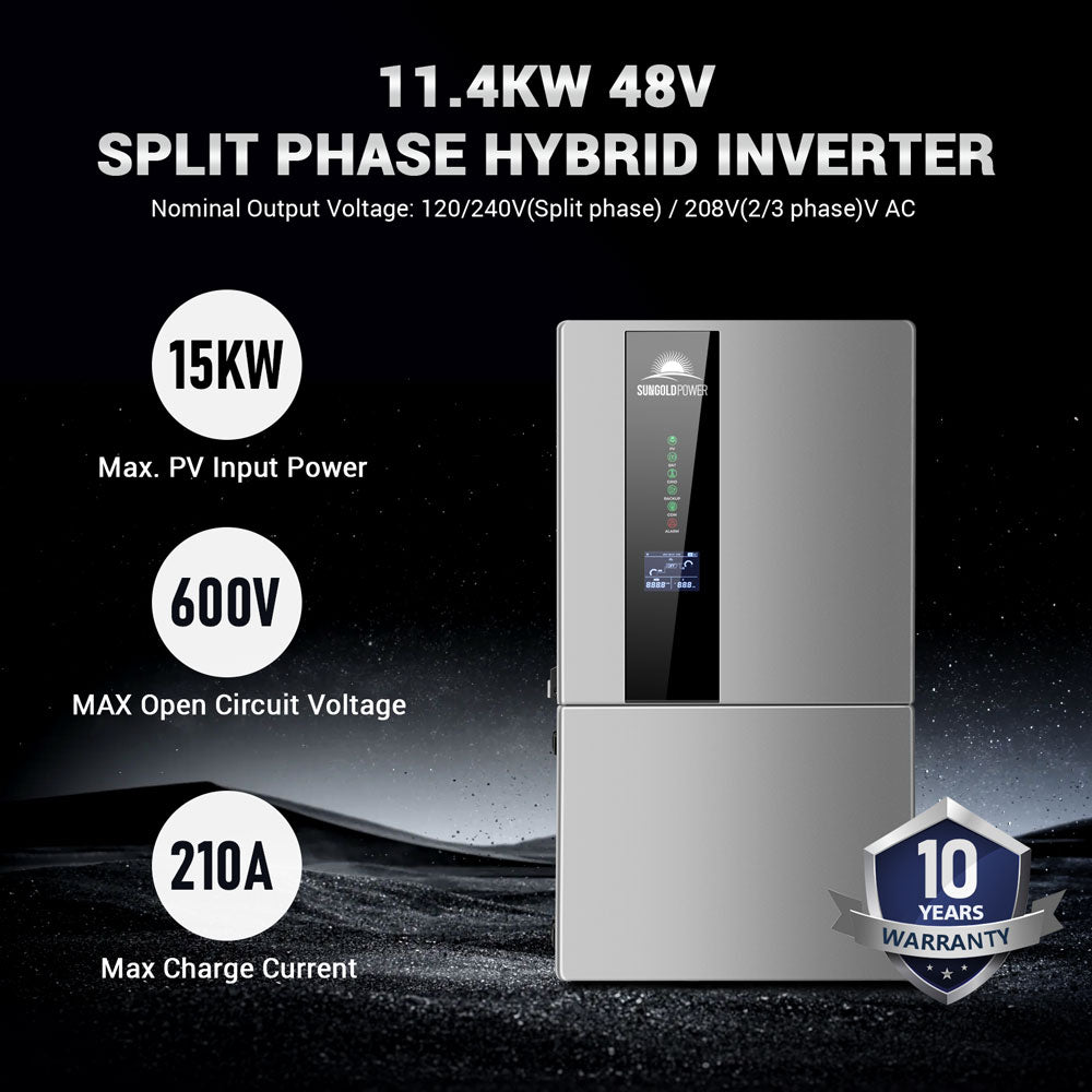Sungold Power 11.4KW Hybrid Inverter 48V Split Phase SGN11.4KHB-48 - Green Vista Living
