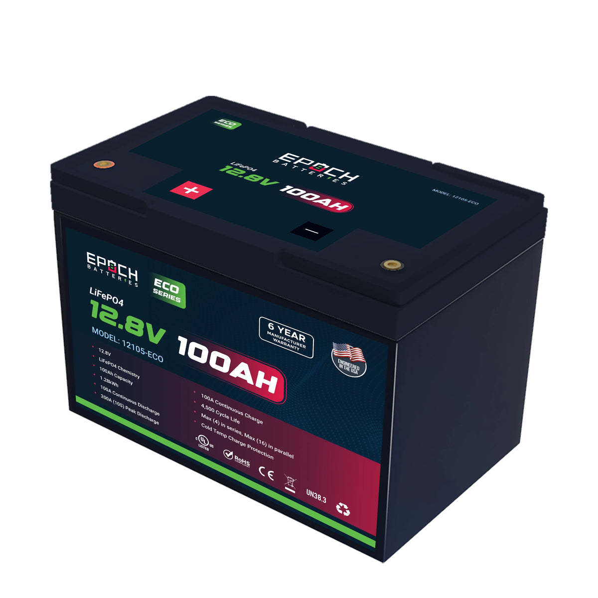 Epoch Batteries 12V 100Ah (1.28kWh) - Eco Series LiFePO4 Battery Epoch Batteries
