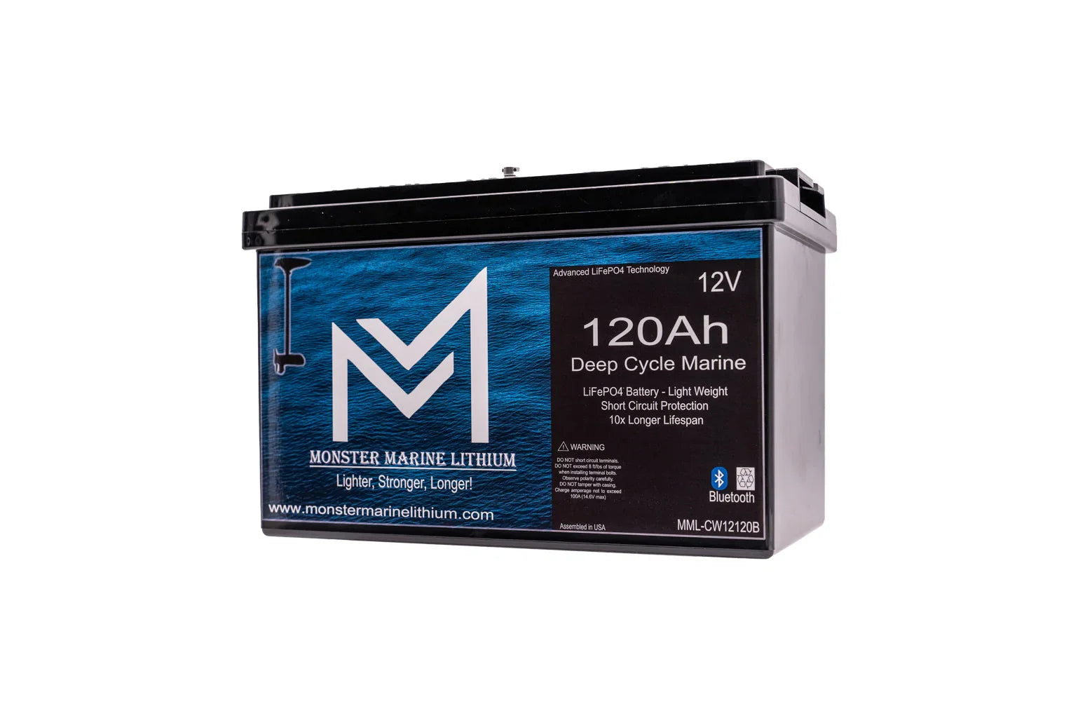 12V 120Ah Bluetooth Lithium Deep Cycle Marine Battery MML-12120b (w/ bluetooth) - Green Vista Living