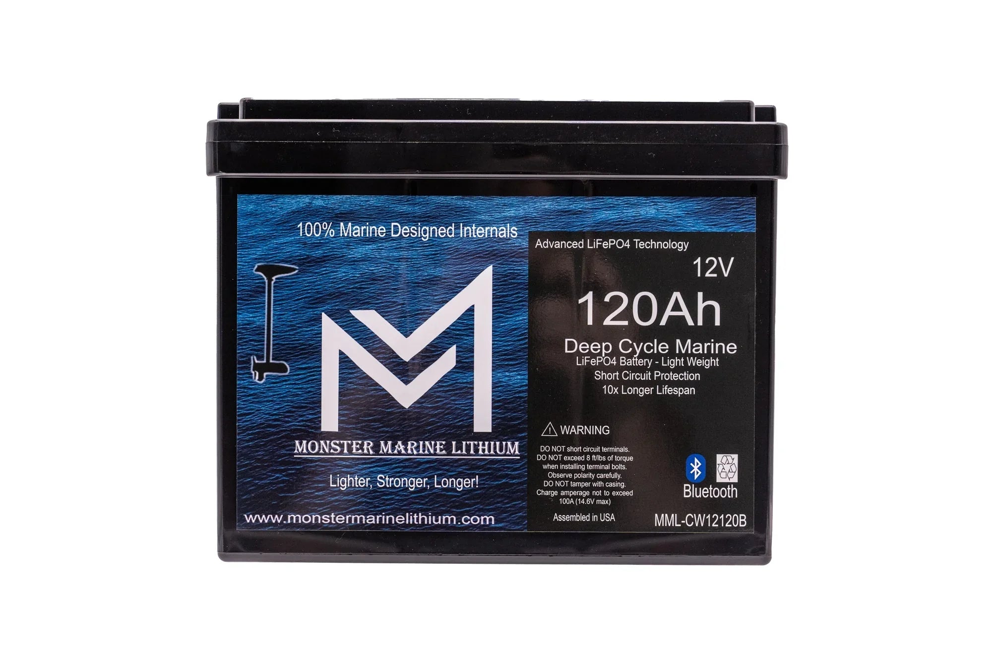 12V 120Ah Slim Bluetooth Lithium Deep Cycle Marine Battery MML-12120SB (w/ bluetooth) - Green Vista Living