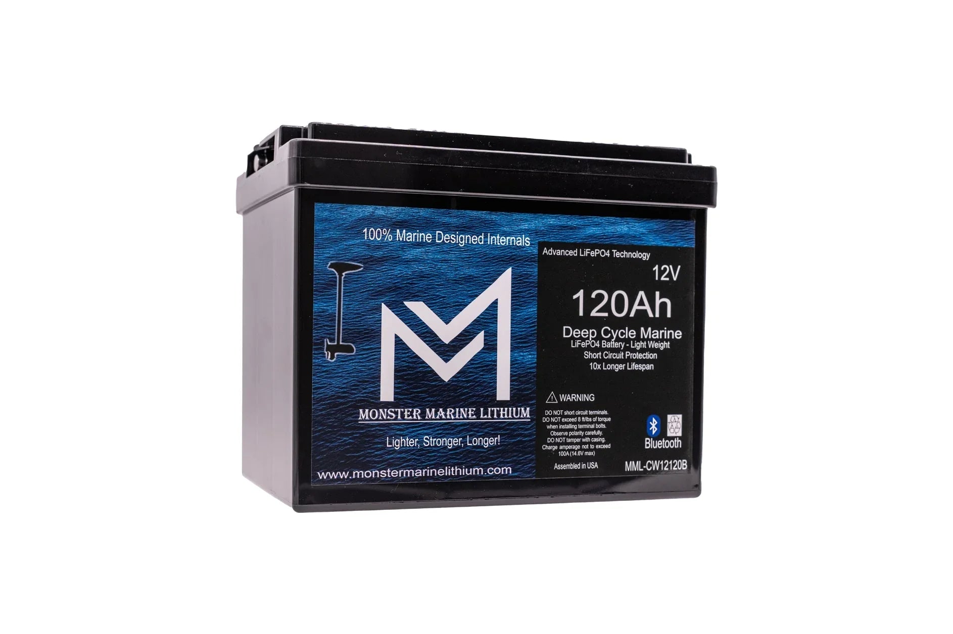 12V 120Ah Slim Bluetooth Lithium Deep Cycle Marine Battery MML-12120SB (w/ bluetooth) - Green Vista Living