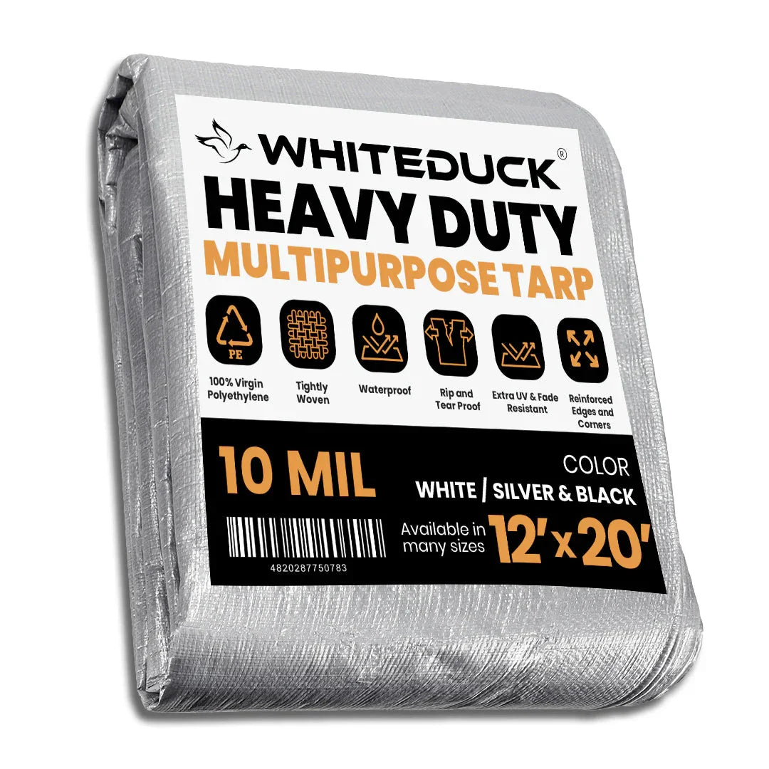 16’ x 20’ Heavy Duty Poly Tarp 10 mil, 6 oz - Black & Silver - Green Vista Living