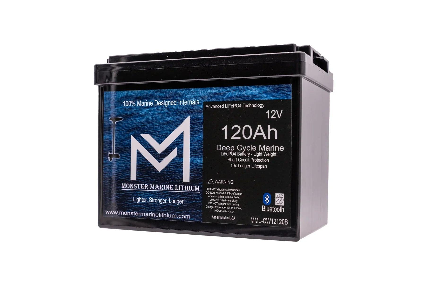 12V 120Ah Slim Bluetooth Lithium Deep Cycle Marine Battery MML-12120SB (w/ bluetooth) - Green Vista Living