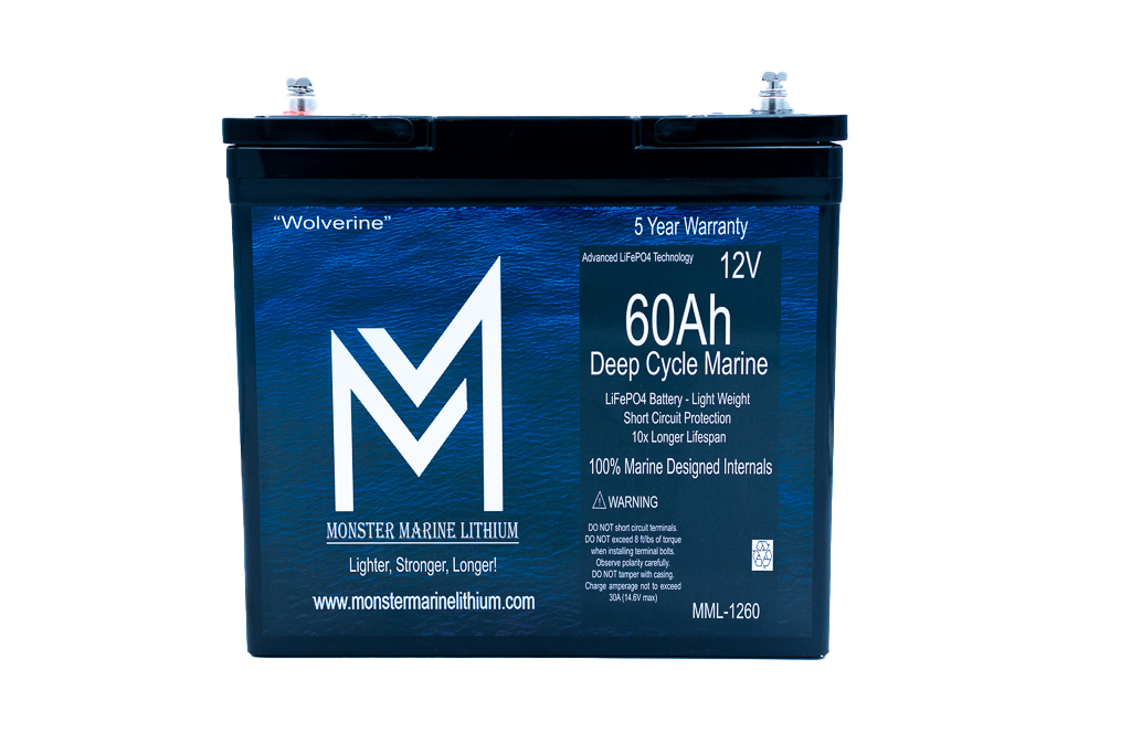 Monster Marine Lithium 12v 60Ah Deep Cycle Lithium Marine Battery "Wolverine" - MML-1260