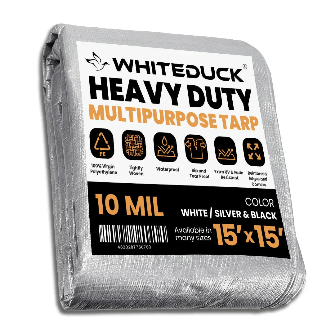 16’ x 20’ Heavy Duty Poly Tarp 10 mil, 6 oz - Black & Silver - Green Vista Living