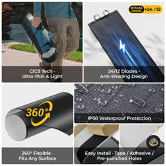 BougeRV Yuma 100W CIGS Thin-film Flexible Solar Panel with Tape (Long Version)