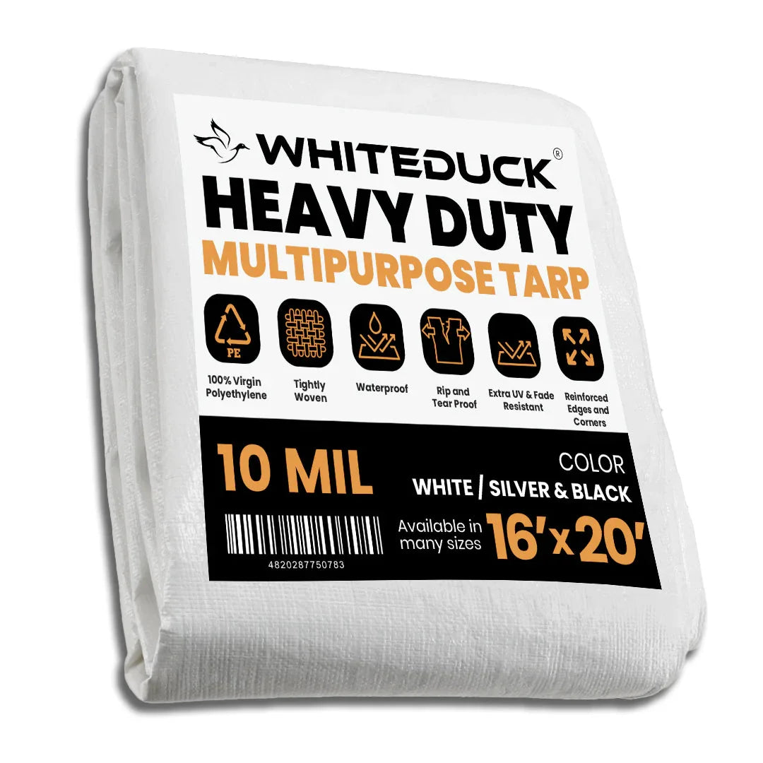 16’ x 20’ Heavy Duty Poly Tarp 10 mil, 6 oz - Black & Silver - Green Vista Living