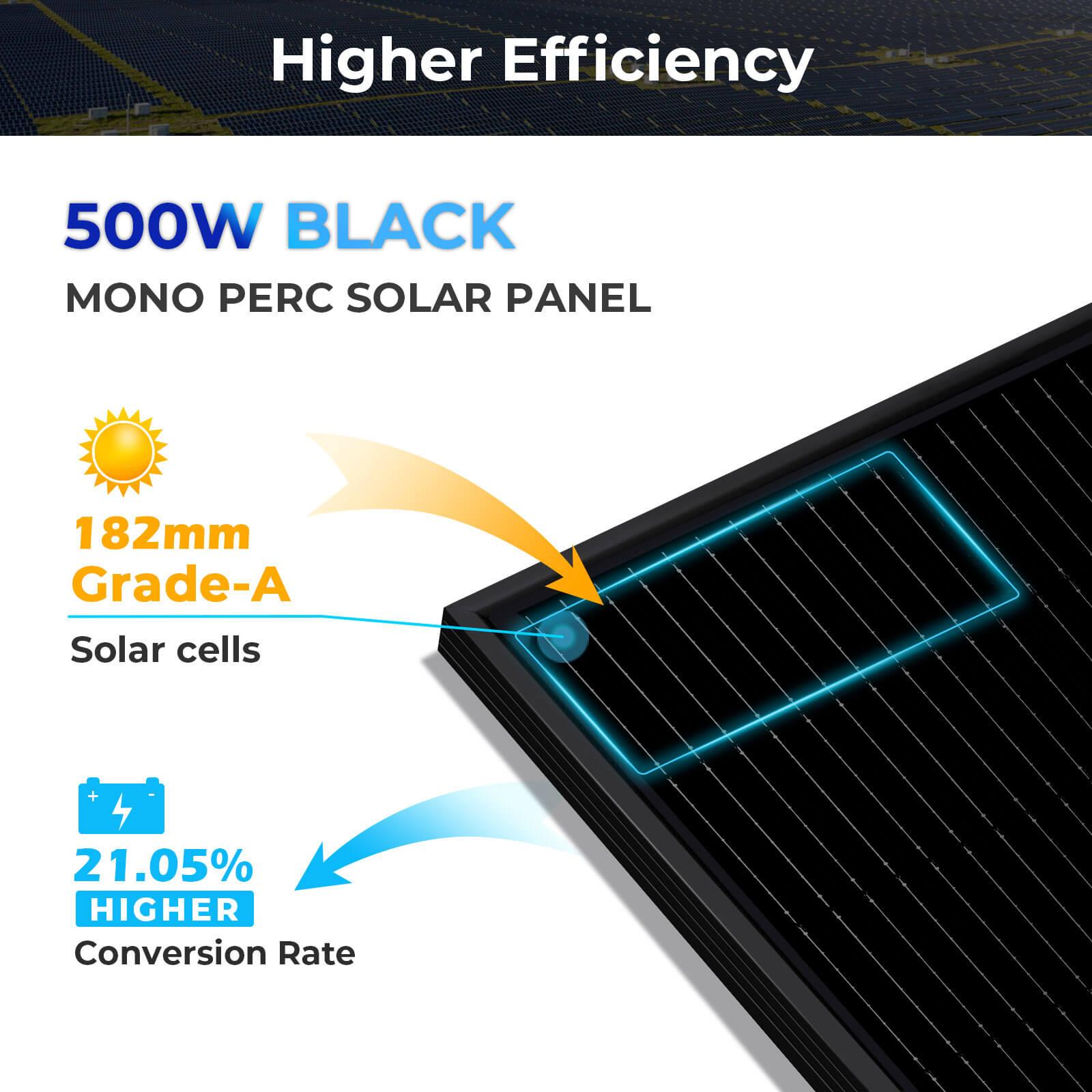 500W Mono Black PERC Solar Panel - Green Vista Living