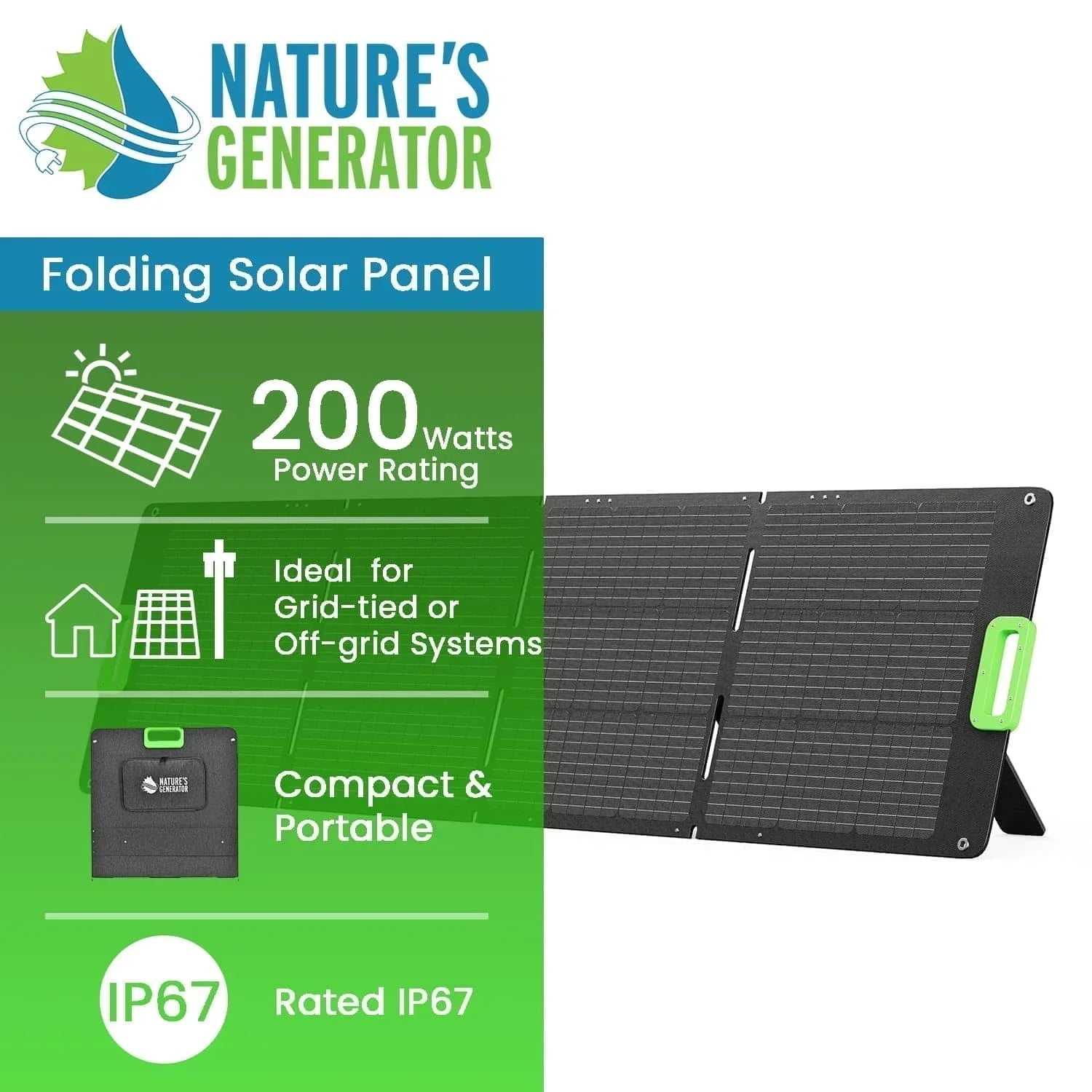 Nature's Generator 200W Folding Solar Panel - Green Vista Living