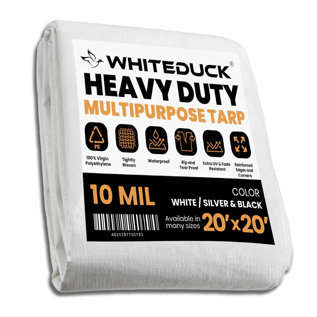 16’ x 20’ Heavy Duty Poly Tarp 10 mil, 6 oz - Black & Silver - Green Vista Living