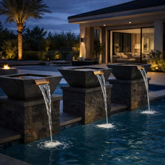 Flame Havens 24" Square Angular GFRC Concrete Water Only Bowl by Flame Havens Serenity Series