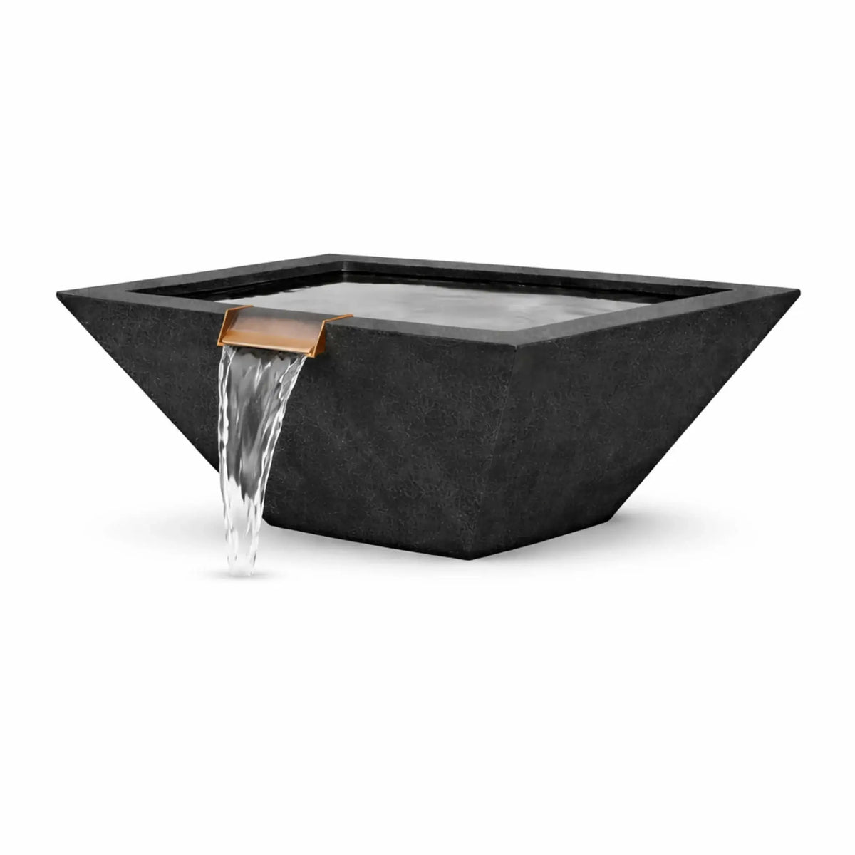 Flame Havens 24" Square Angular GFRC Concrete Water Only Bowl by Flame Havens Serenity Series