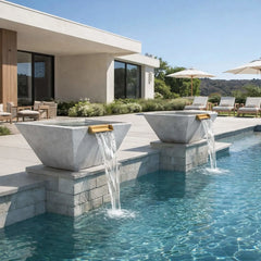 Flame Havens 24" Square Angular GFRC Concrete Water Only Bowl by Flame Havens Serenity Series