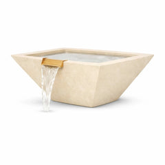 Flame Havens 24" Square Angular GFRC Concrete Water Only Bowl by Flame Havens Serenity Series