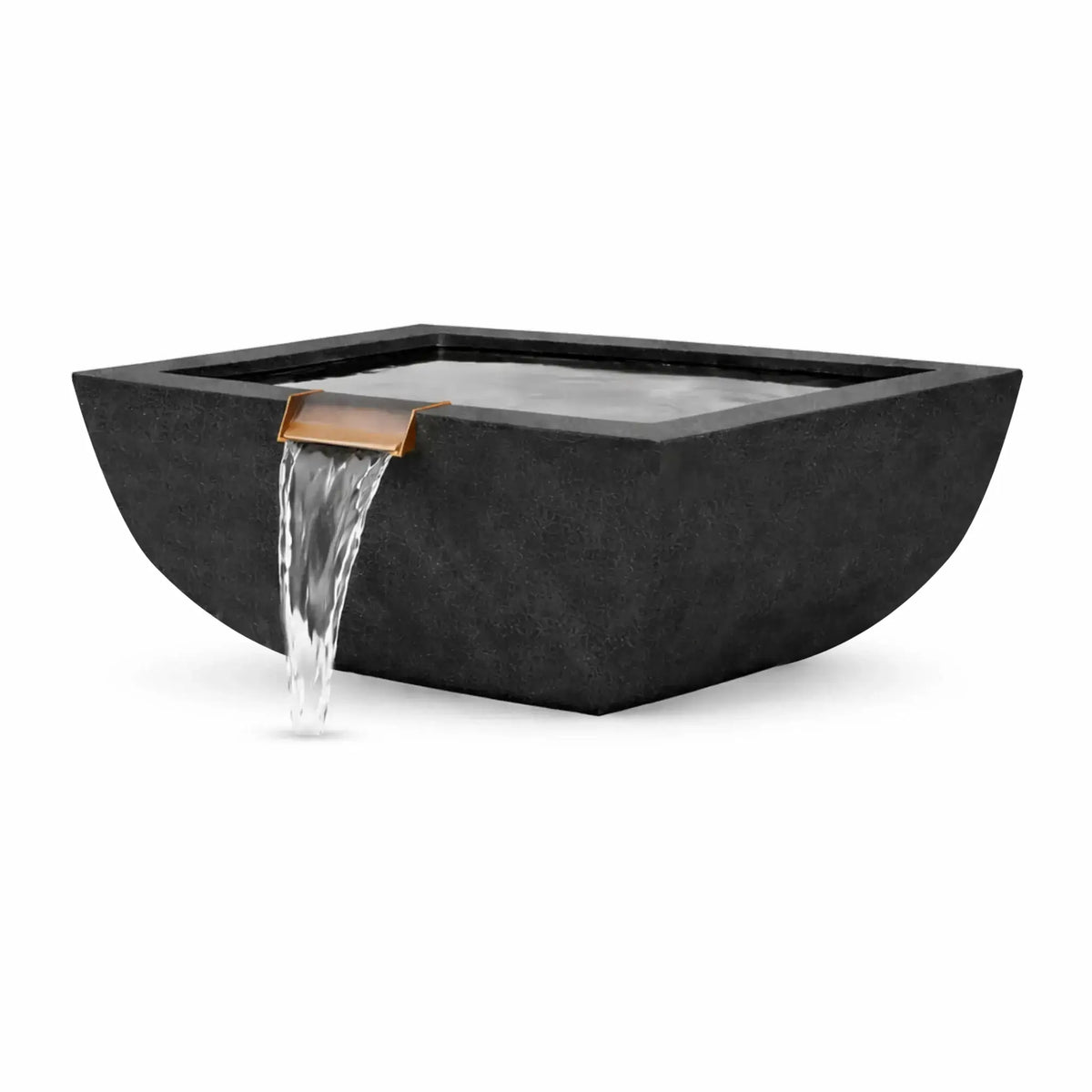 Flame Havens 24" Square Curved GFRC Concrete Water Only Bowl by Flame Havens Serenity Series