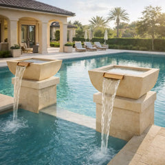 Flame Havens 24" Square Curved GFRC Concrete Water Only Bowl by Flame Havens Serenity Series