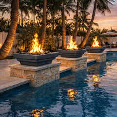 Flame Havens 24" Square Shadow Cast GFRC Concrete Fire Only Bowl by Flame Havens Serenity Series
