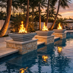 Flame Havens 24" Square Shadow Cast GFRC Concrete Fire Only Bowl by Flame Havens Serenity Series