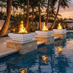 Flame Havens 24" Square Shadow Cast GFRC Concrete Fire Only Bowl by Flame Havens Serenity Series