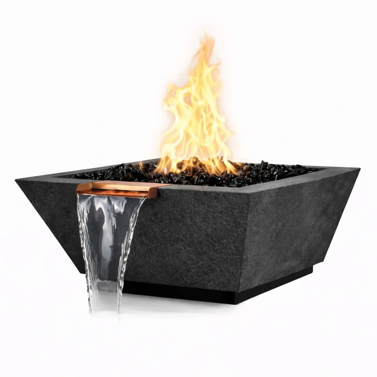 Flame Havens 24" Square Angular GFRC Concrete Cone Style Fire and Water Bowl by Flame Havens Serenity Series
